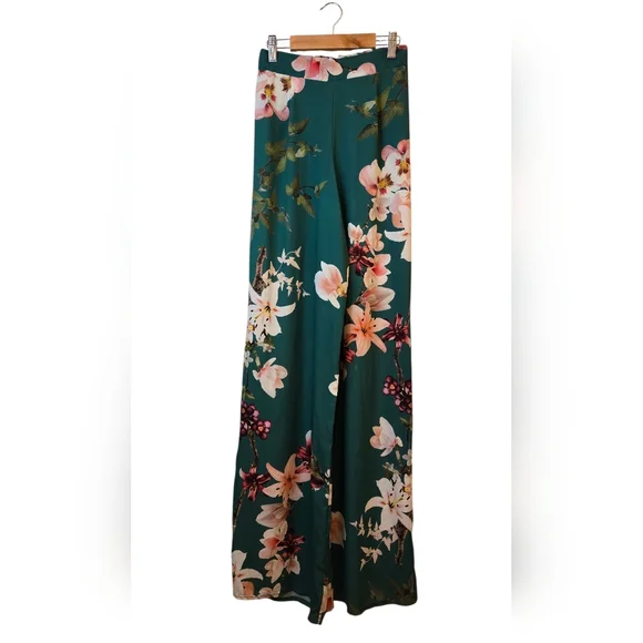 boohoo Chic Floral Wide-Leg Pants Size 4 Colorful Breezy Boho Core - Picture 4 of 12
